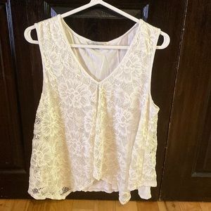 Green Envelope white lace top